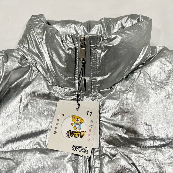 STYLE KIDS| Toddler Unisex Girls Boys Metallic Silver Puffer Jacket 7-9Y NWT - Picture 6 of 9